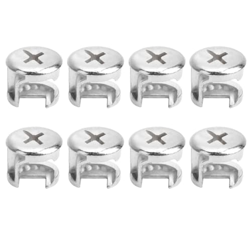 8-Piece Set of 13 x 11mm Camlock Nuts for Furniture Cam Joints, Cam Lock Screws, and Joint Connector Lock Nuts