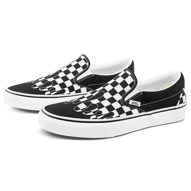 Vans Classic Slip-On Paint Drip Checkerboard Unisex Sneakers Black True-White VN0A5AO86UP