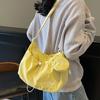 Large Capacity Nyl Cloth Ladies Crossbody Bag Candy Color Pleated Design Women's Shoulder Bag Portable String Female Handbags