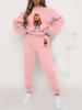 Versatile Cartoon Bear 3D Printing Two-Piece Set Long-Sleeved Sweater Trousers Casual Loose Sweater Set