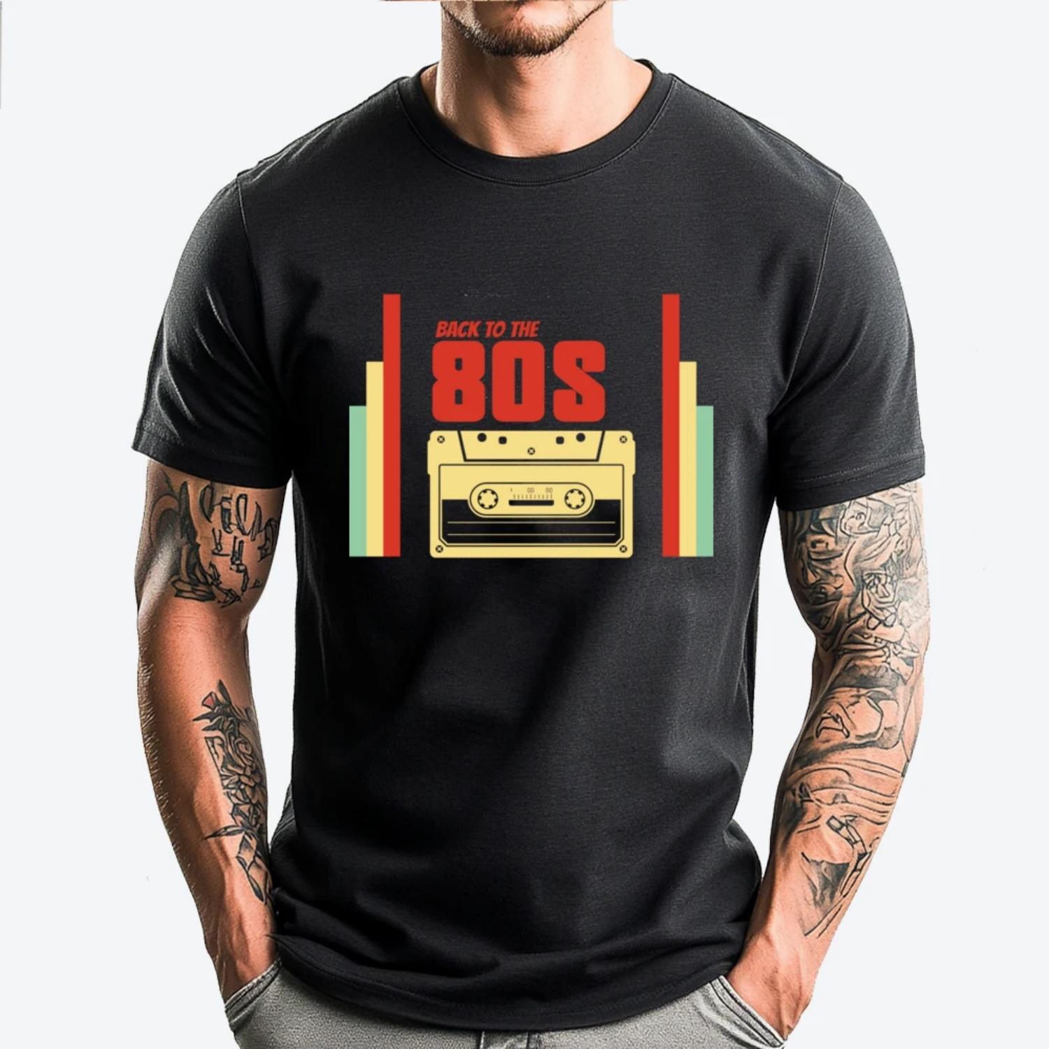 

Oldschool Cassette Tape 80s 90s Cassette Tape 3XL Men Clothing Shirts Graphic Tee Shirt Breathable New In Tops & Tees S чёрный
