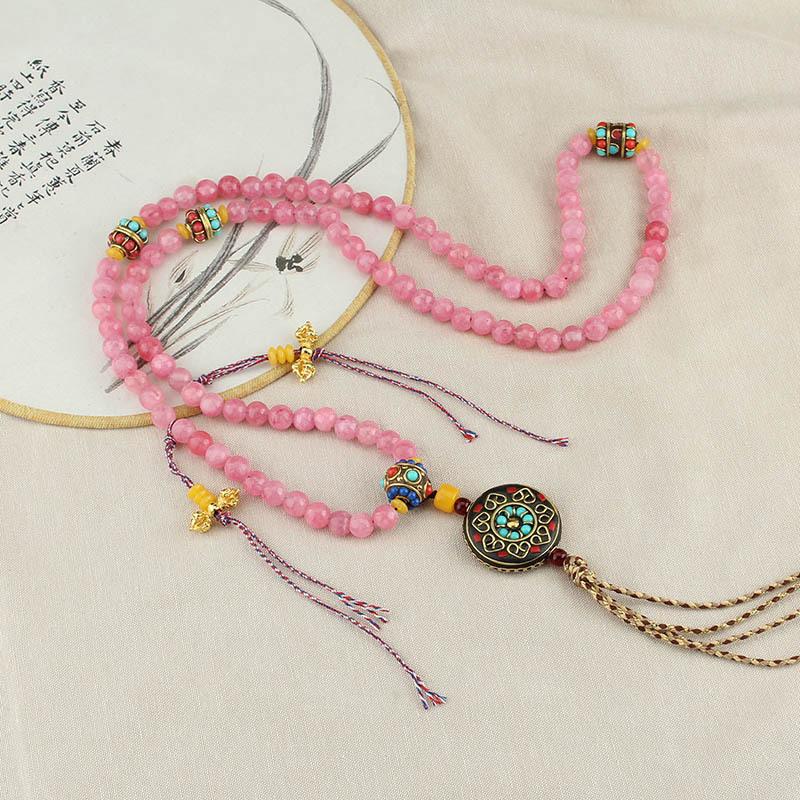 GEMCHIC Women s New Chinese Style National Style Necklace Handmade Beaded Sweater Chain Long Versatile Ethnic Accessories