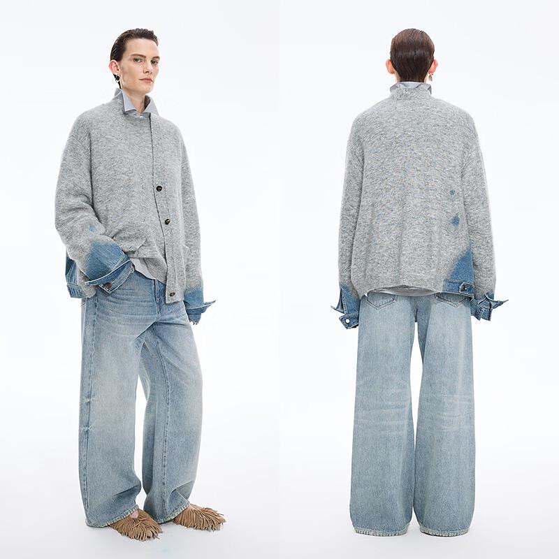 JNBY 2025 Winter Mohair Wool Blend Knit Cardigan