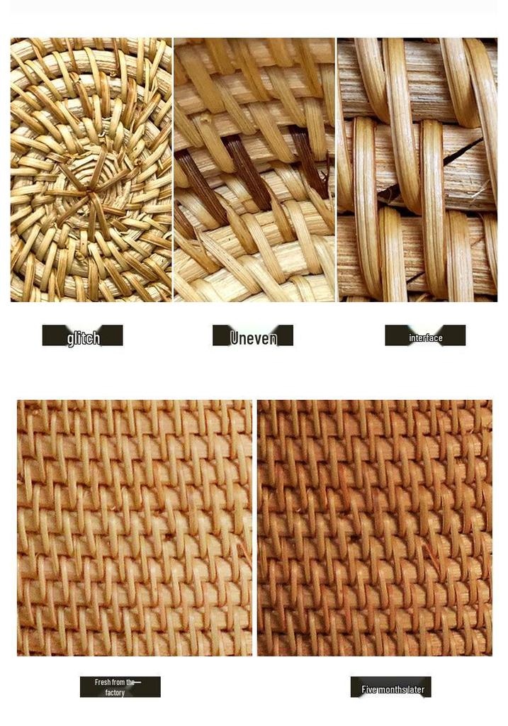 Nordische Handgefertigte Rattan Gewebte Florale Print Runde Griff Frühstückstablett