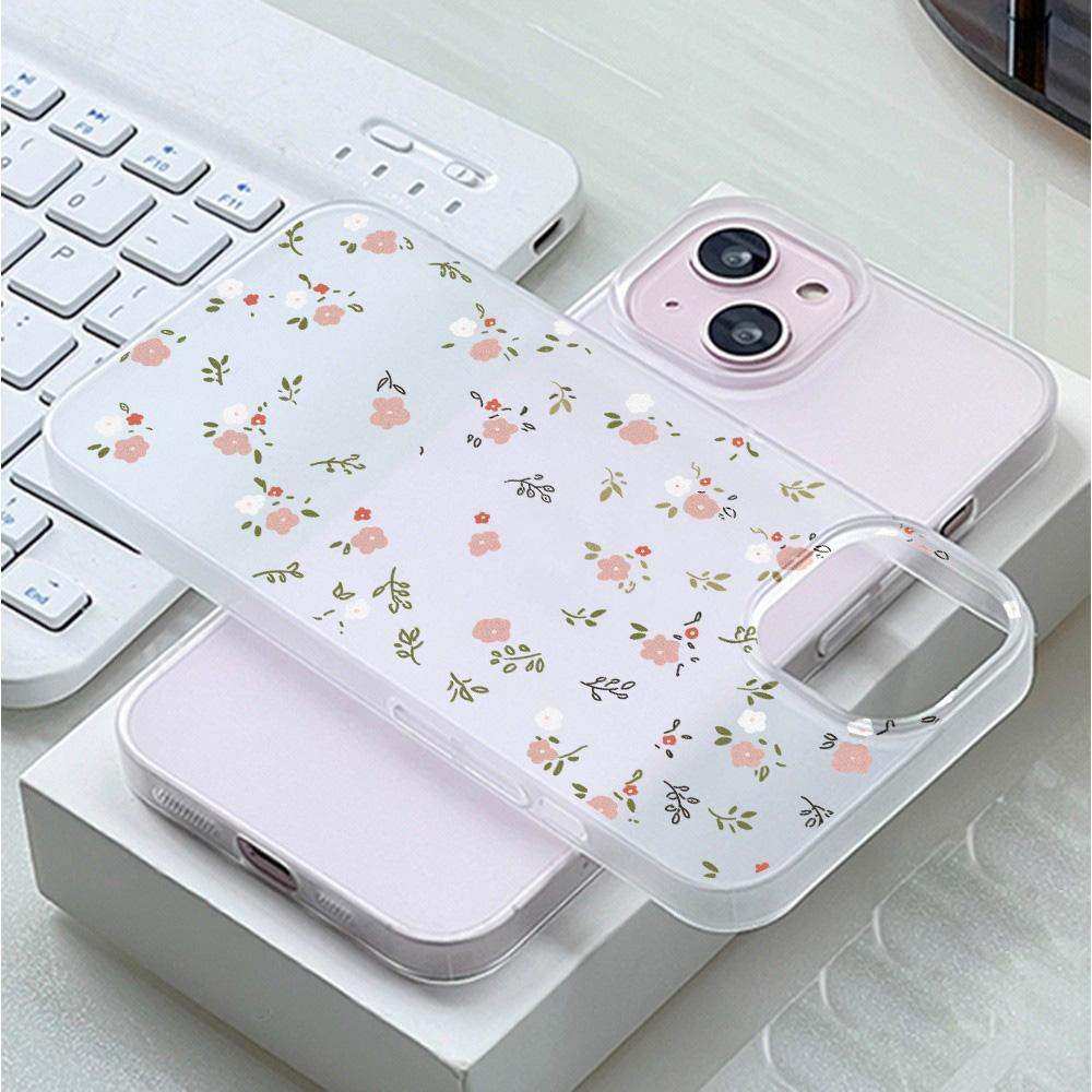Fundas para teléfonos móviles para iPhone 11 13 15 Pro Max 12 14 Pro Max Funda para iPhone 16 15 Plus 13 Pro 12 Textura esmerilada Flores de dibujos animados pintadas
