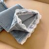 #Pregnant women's nine-point pants thin drawstring summer wear micro-flared pants high-waisted elastic jeans