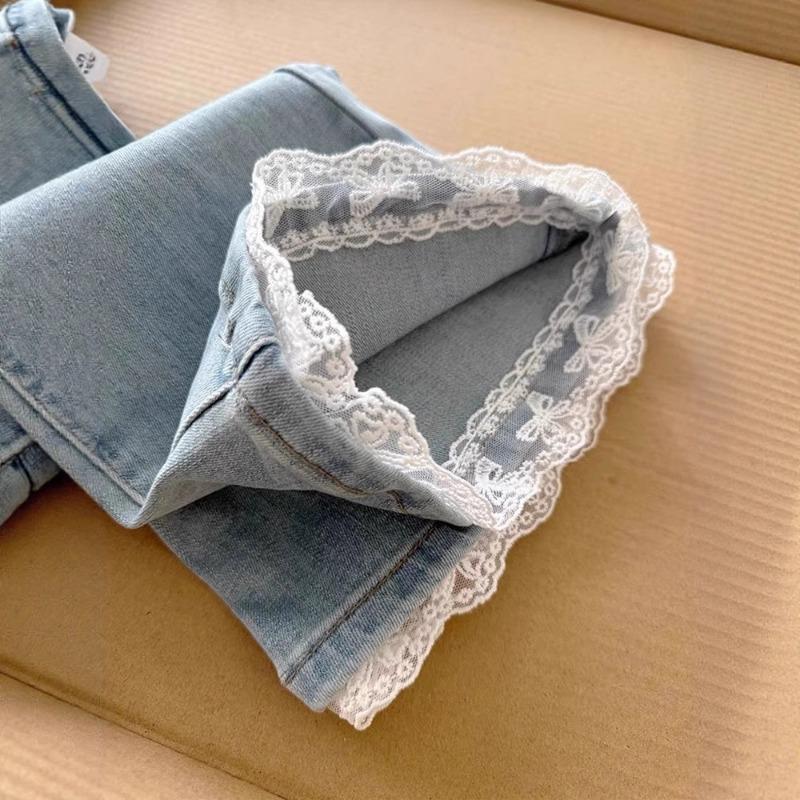 #Pregnant women's nine-point pants thin drawstring summer wear micro-flared pants high-waisted elastic jeans