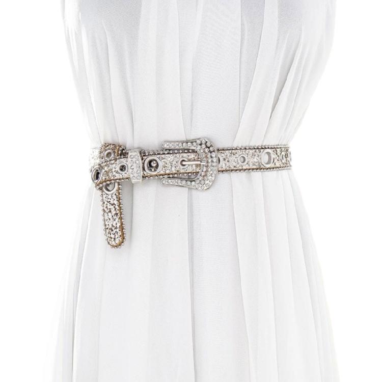 Fashion Adult Rhinestone Belt for Dress Sequins Waist Belt Locomotive Style Belt