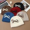Korean Sweet Bow Jacquard Cold Hat Autumn and Winter Fashion Versatile Knitted Wool Hat Outdoor Cold Warm Hat New