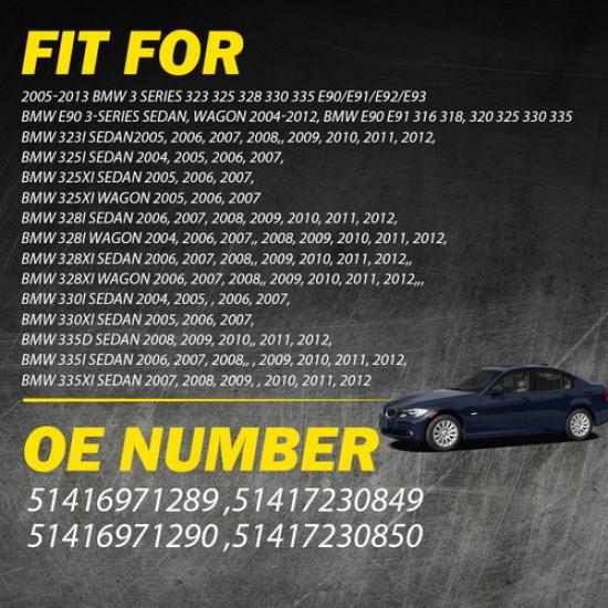 Inner 6PCS Door Panel Pull Handle Cover Black For BMW 330Xi 2005-2007 Front Rear