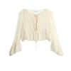 Spring and Summer New Women's Clothing French Style Casual round Neck Loose Bell Sleeve Shirt A- line Tops