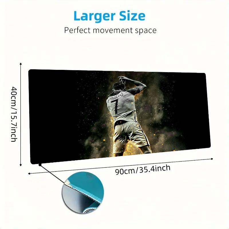 CR7 Mouse Pad, Large Gaming Desk Mat, Non-slip XXL Mousepad for Laptop & Tablet, Mini PC Playmat with Stitched Edges