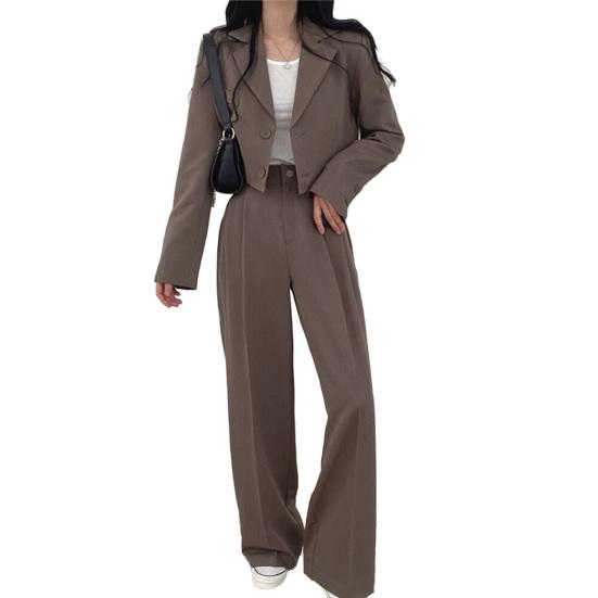 Business Casual Outfits für Damen Cropped Blazer Jacken Weitbeinige Hosen Anzug Set Herbst 2-teiliges Arbeitsbüro-Set