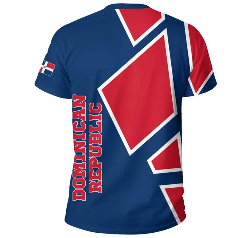 Mode Dominikanische Republik Flagge 3D-Druck T-Shirt Herren Sommer Rundhals Kurzarm T-Shirts Tops Fitnessstudio Sport T-Shirts Herren Kleidung
