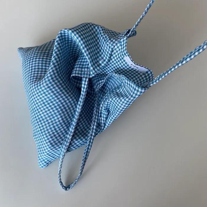 Blue linen mini bag