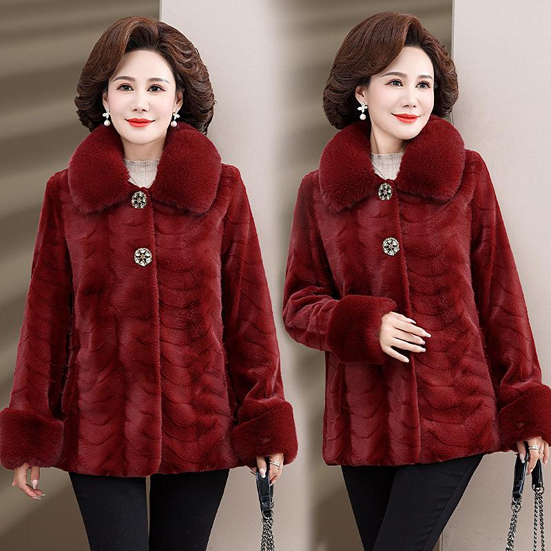 

Зимняя женская одежда среднего и пожилого возраста, шуба на больших пуговицах, норковый пушистый воротник, богатое и благородное пальто средней длины, одежда для мамы