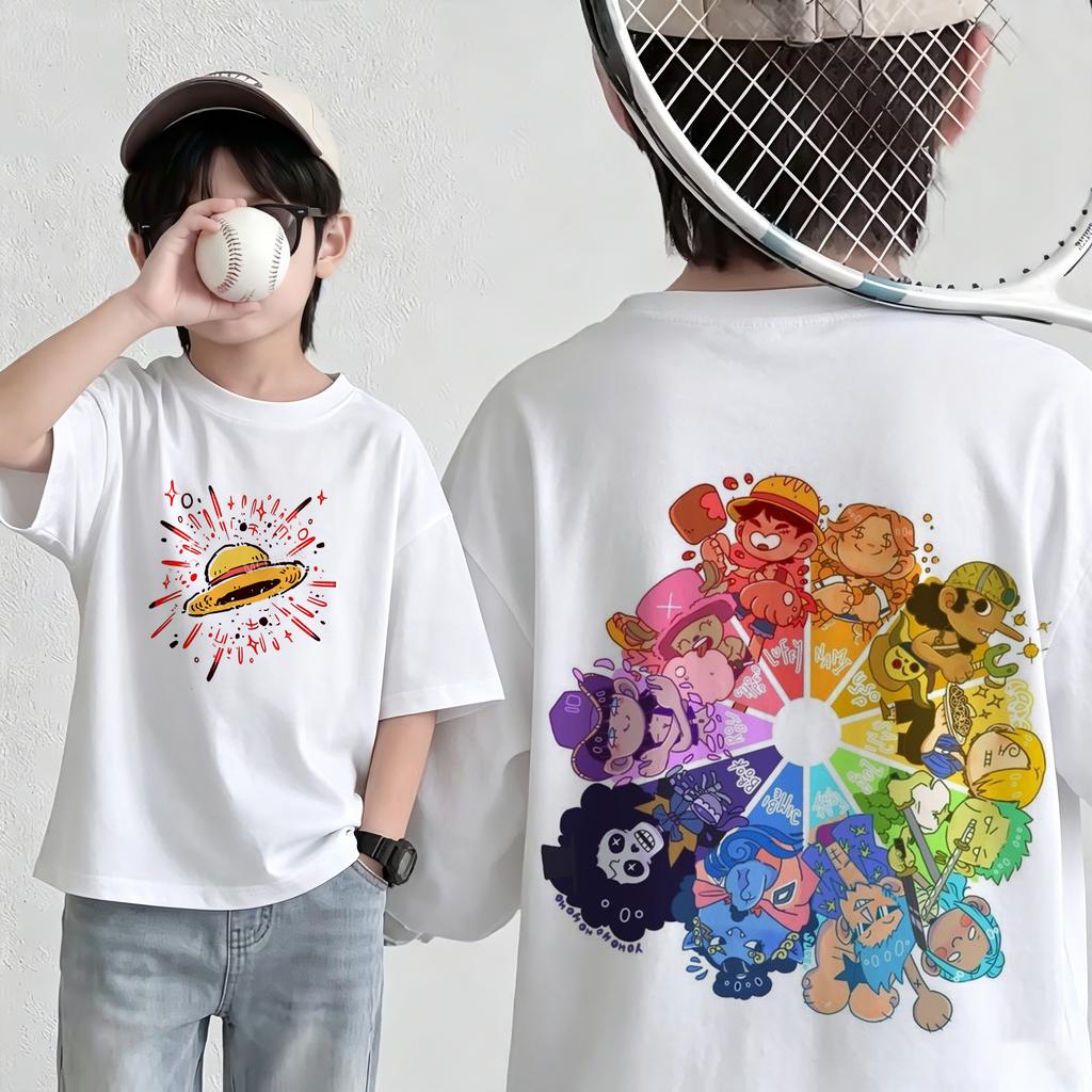 Summer New Arrival One Piece Pattern Tshirt unisex anime print casual shortsleeved fashionable streetwear top Y2K style