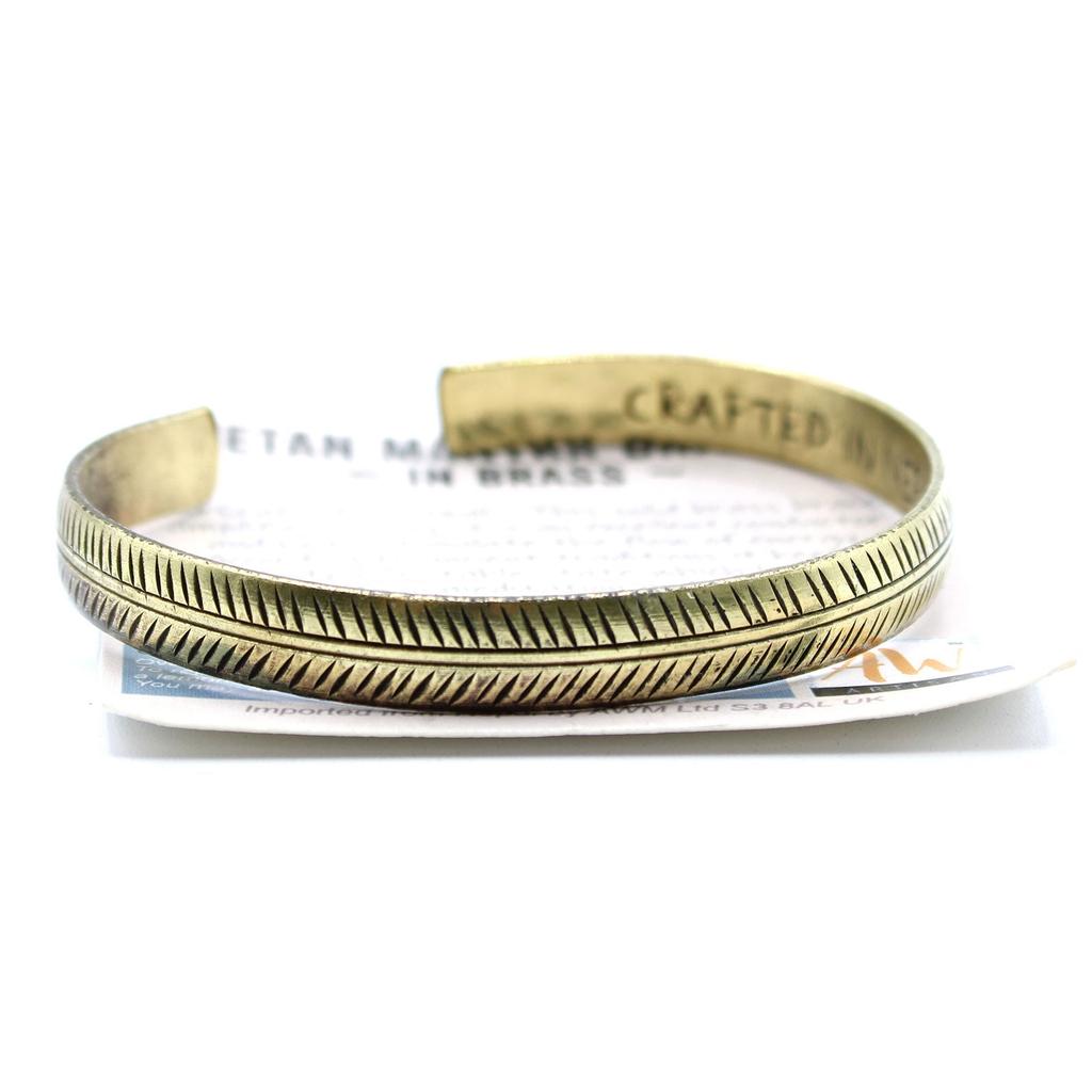 Brass Bracelet, Tibetan Tribal Leaf Slim
