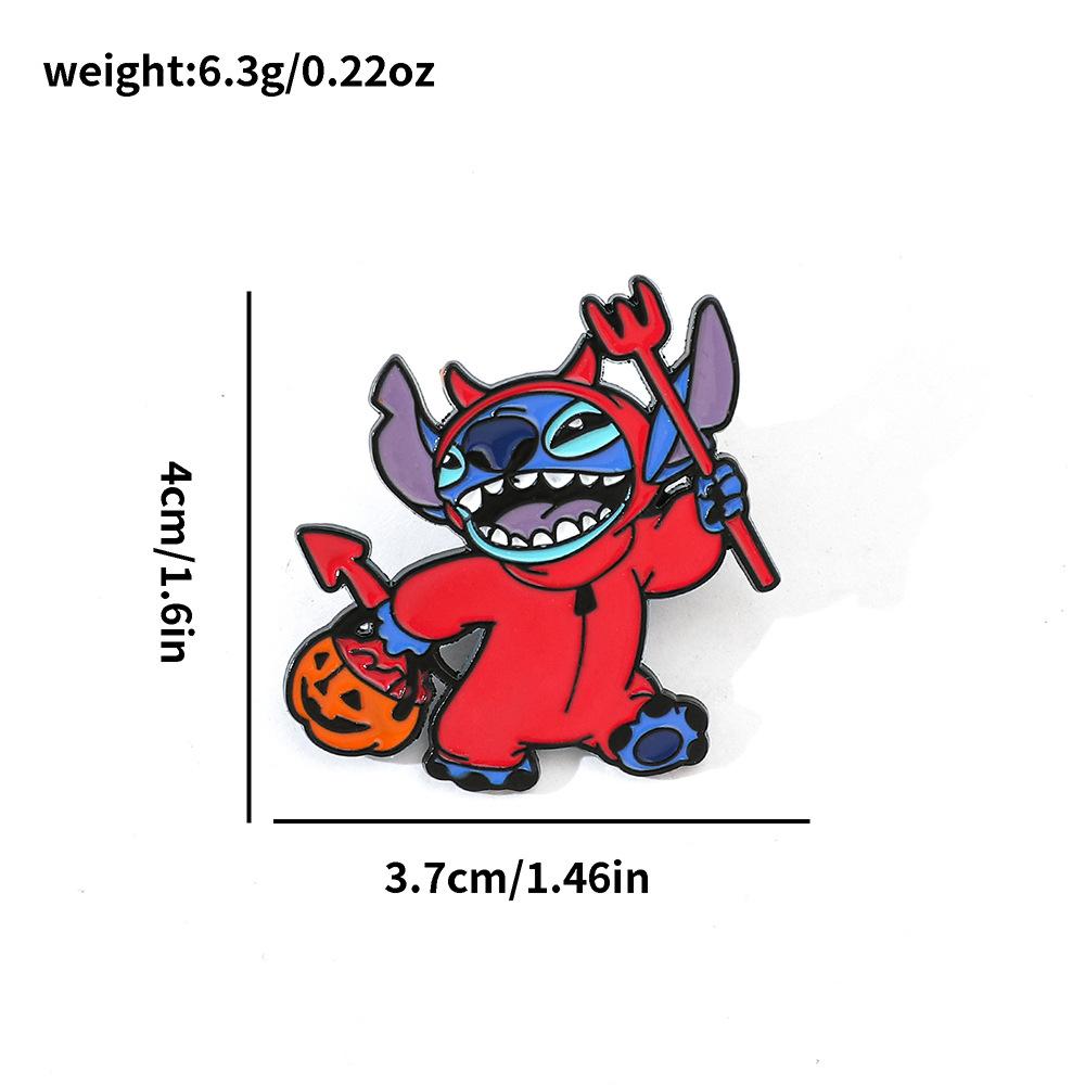Cute Creative Personality Halloween Look Stitch Brooch Star Baby Character Metal Badge Accessories