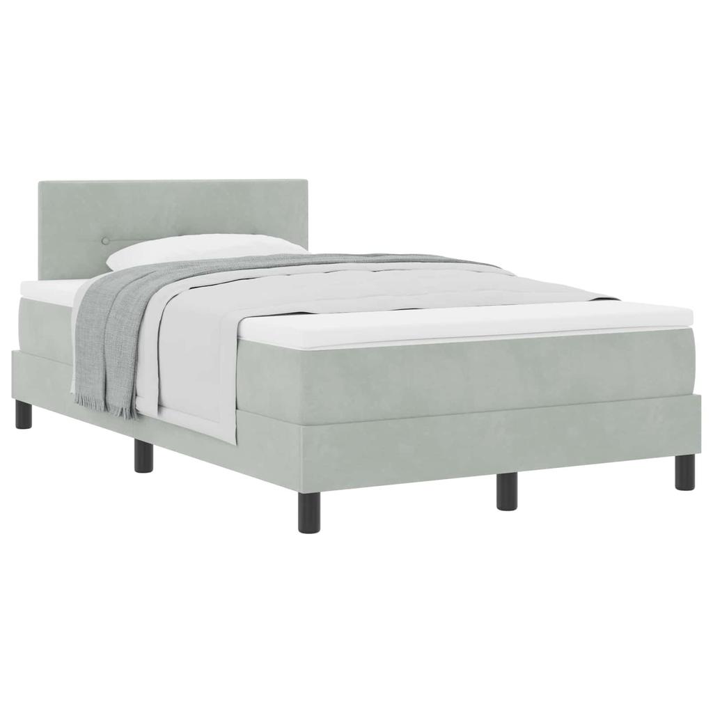 Box Spring Bed with Mattress Light Gray 120 x 200 cm Velvet