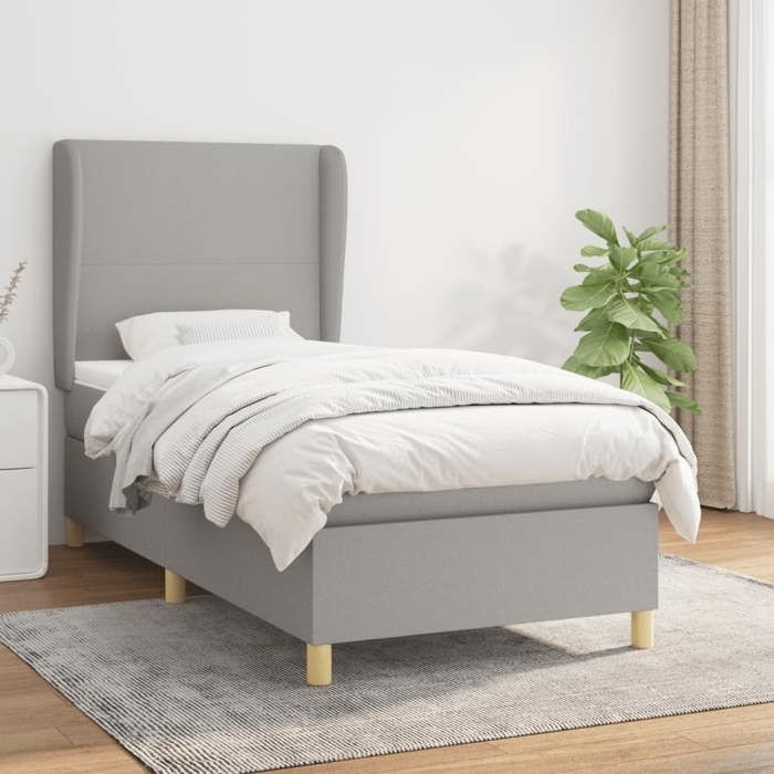 Maison Exclusive - Sommier à lattes de lit avec matelas Gris clair 80x200 cm Tissu