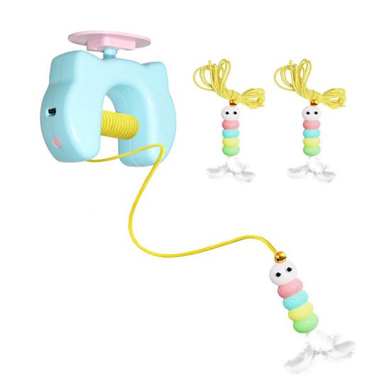 Automatic Cat Teaser Interactive Electric Feather Toy Rechargeable Hanging String Cat Teaser with Bell for Indoor Cats Self-Play Hunting Exercise
