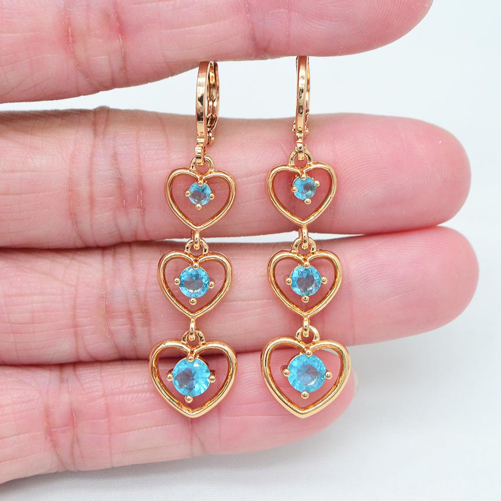 

Женская мода зеленый кубический цирконий CZ сердце серьги ювелирные изделия озеро синий