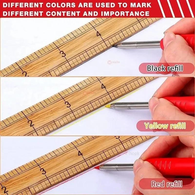Zimmermannsbleistift Metall Langer Kopf Tiefloch Professionell Ingenieurwesen Schnelltrocknender Markierstift Graphit Holzbearbeitung Schwarz Rot Linierung