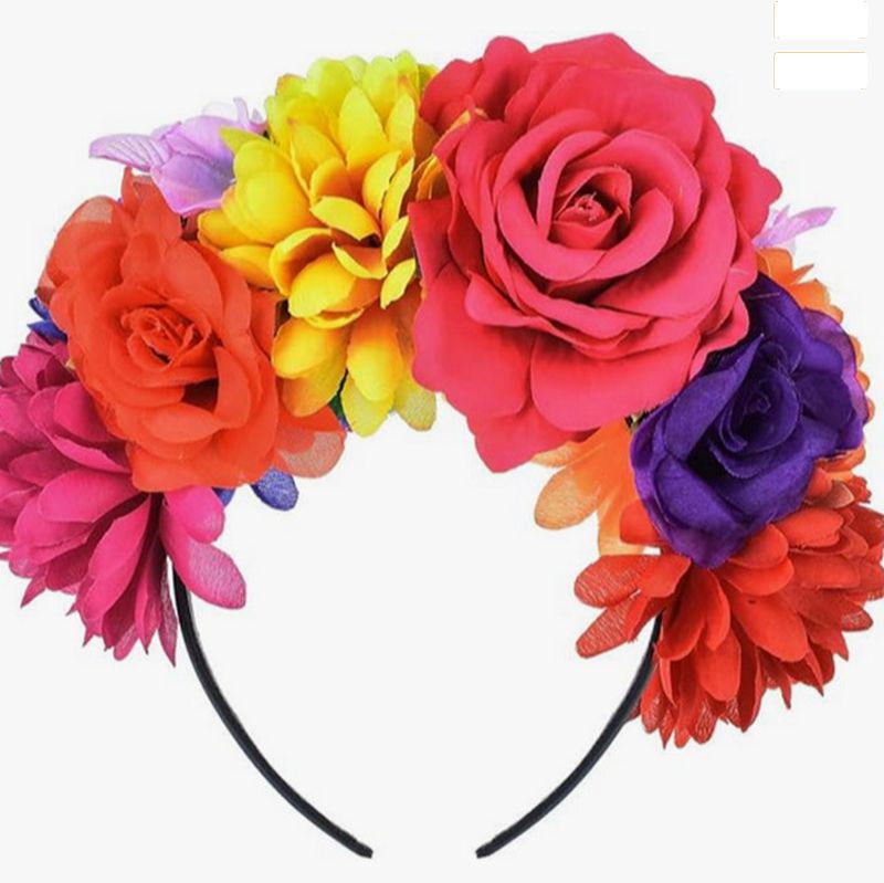 Fascia per Capelli Fiore Rosa Arcobaleno - Perfetta per Halloween, Natale e Vacanze