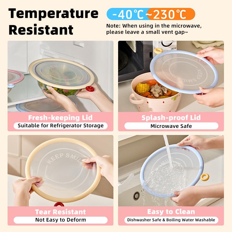 Universal Silicone Fresh-Keeping Lid Reusable Vacuum Suction Bowl Cover Microwave Splash Proof Heat Resistant Food Sealing Lid