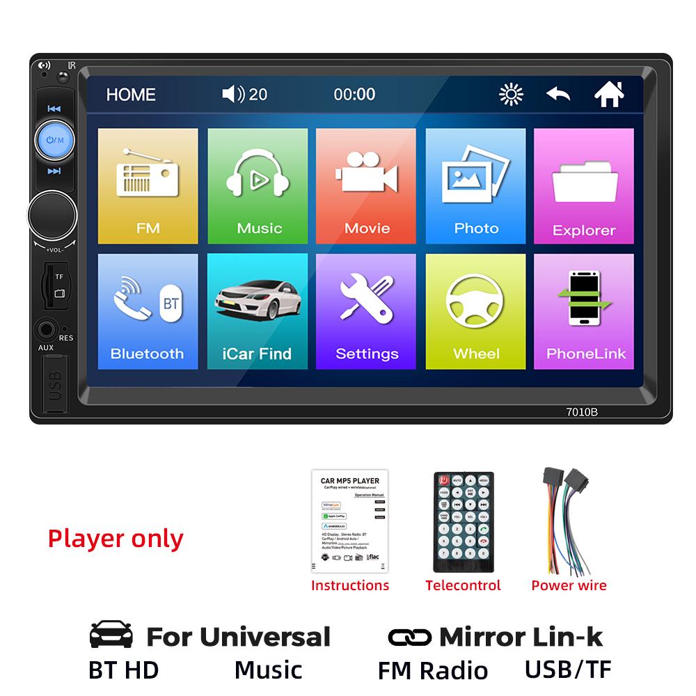 

HIPPBQCC Автомобильное радио 7 HD сенсорный экран стерео Bluetooth 2 Din Mirror Link Мультимедиа Авто MP5 плеер USB FM ISO Питание Aux Вход