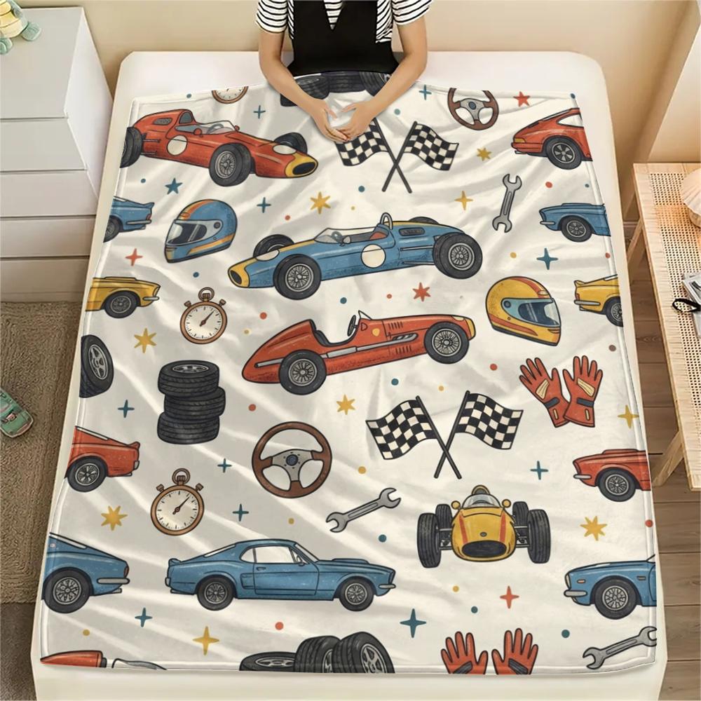 1Pc Cute Cartoon Print Flannel Blanket, High quality Comfortable for All Seasons, Home Decor, Warmth and Comfort, Perfect for Christmas Gifts W48