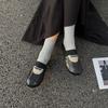 Johnature Sapatos Mary Jane Femininos de Couro Genuíno com Elástico Casual de Couro de Vaca Macio Flats Confortáveis com Solado Macio