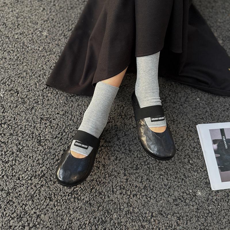 Johnature Sapatos Mary Jane Femininos de Couro Genuíno com Elástico Casual de Couro de Vaca Macio Flats Confortáveis com Solado Macio