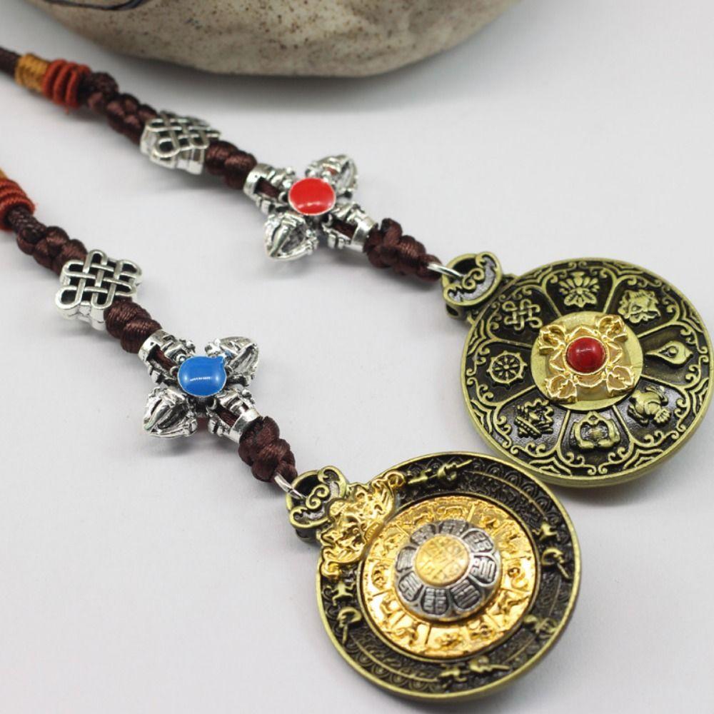 2Pcs Zinc Zinc Alloy Prayer Wheel Pendants Exquisite Key Ring Accessories Car Hanging Ornaments  Small Gifts