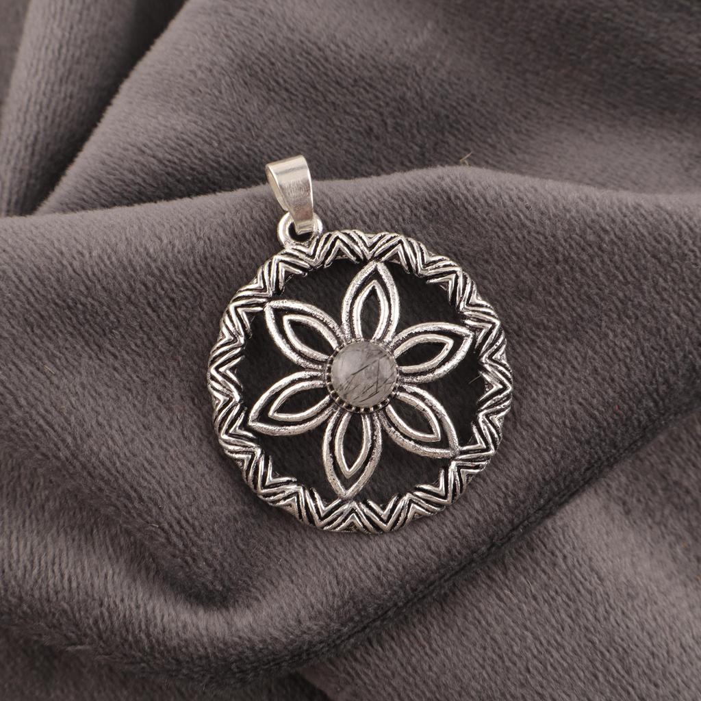 Black Rutile Pendant, 925 Solid Sterling Silver Gemstone Jewelry, Handmade Pendant, For Thanksgiving