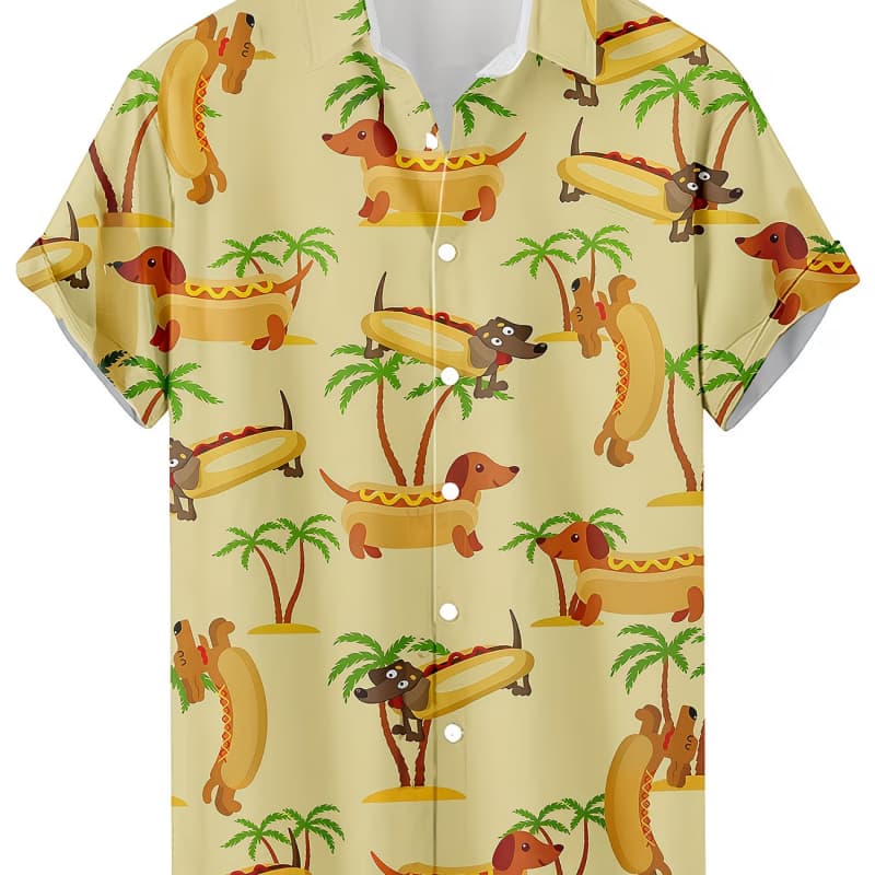 

Men s printed short sleeve button-down shirt with 3D heat transfer pattern, casual beach vacation street style M
