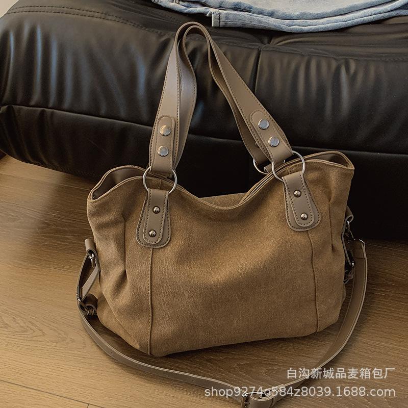 

2025 Summer New Women s Bag Fashion Casual Shoulder Bag Women s Large Capacity Tote Bag Canvas Underarm Bag коричневый