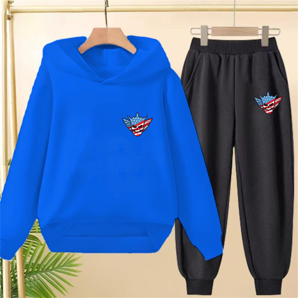Felpa per Bambini Cody Rhodes Match di Wrestling Stampa Nera Capo Esterno con Cappuccio + Pantaloni Set Adatto per Età 2-12 Ragazzi Ragazze Abbigliamento