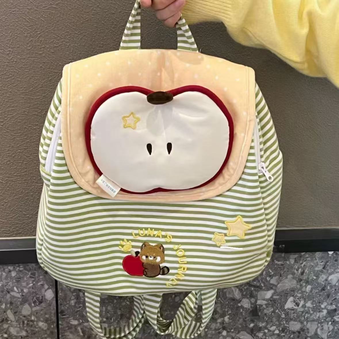 

Women Cute apple backpack girl funny cartoon school bags