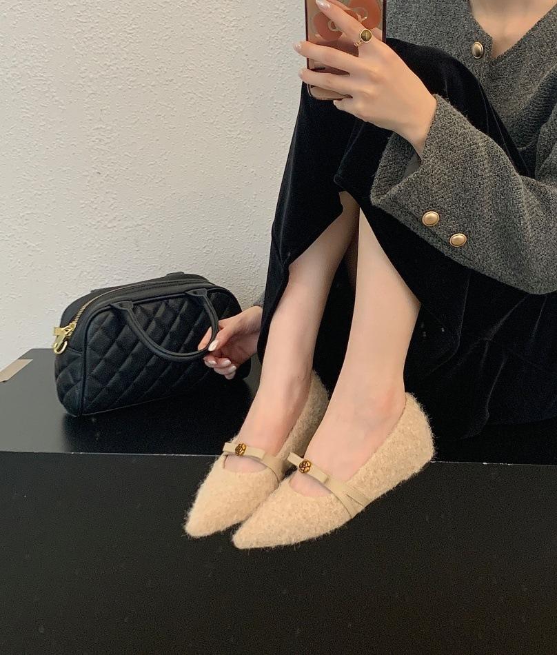 

2025 autumn new pointed head with bow inner height commuting temperament women s single shoes 39 абрикосовый