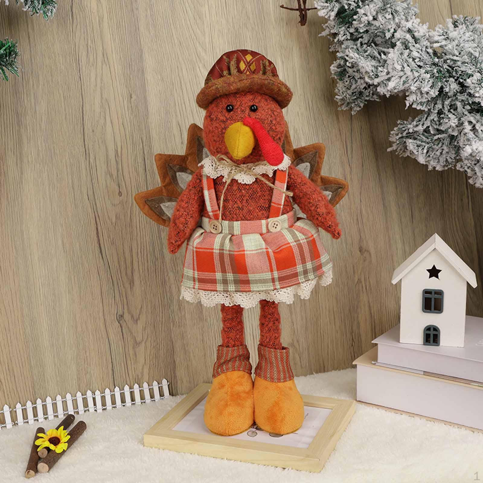 

Thanksgiving Turkey Doll Telescopic Animal Autumn Lovely Collectible Decoration Ornament for Female