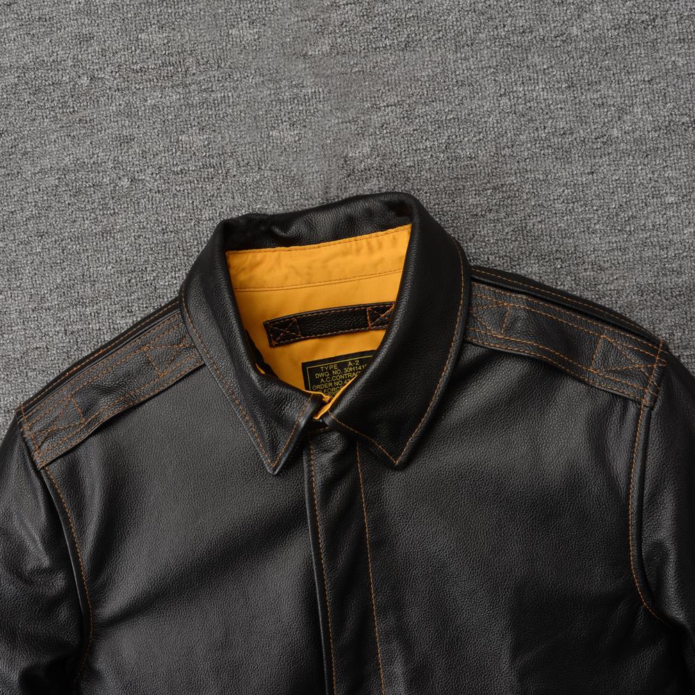 Black Brown Genuine Cow A2 Leather Jacket Men Real Cowhide Pilot Coat Air Force Flight Suits Spring Autumn