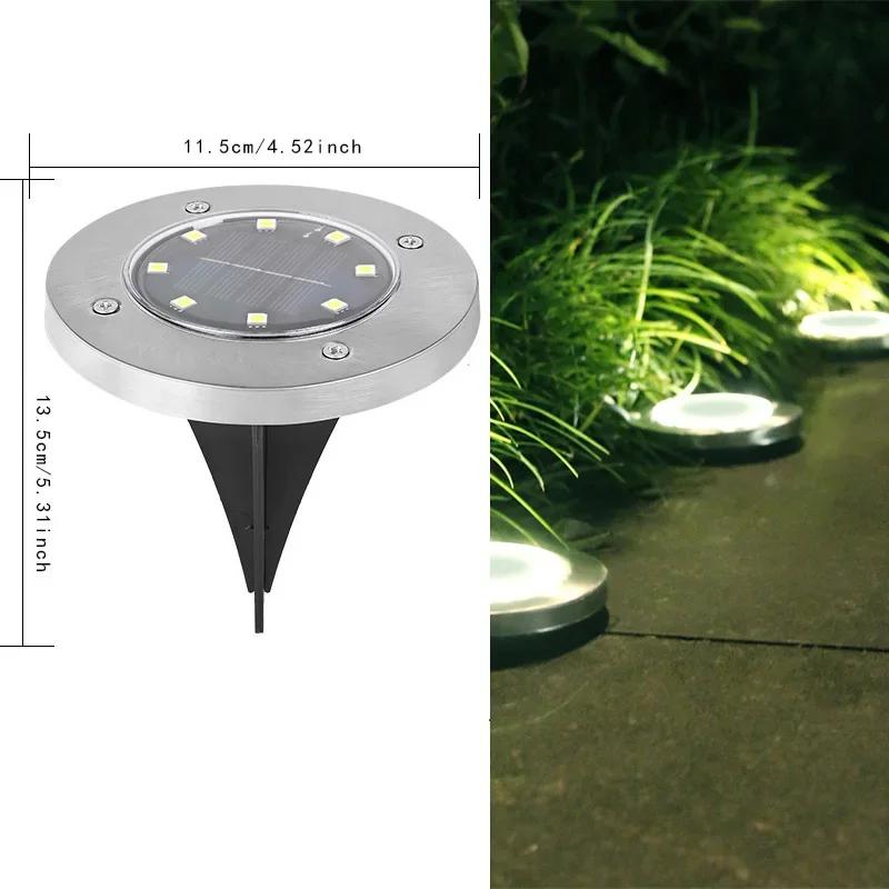 1/4Pack Solar Lights Outdoor 8 LEDs Disk Underground Lamp Spotlight Buried Solar Light for Home Garden Lawn Yard Decoration