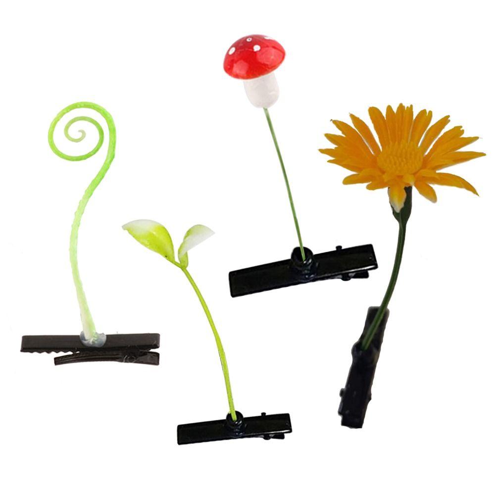 1Pair Simulation Bean Sprout Hair Clip Mushroom Cartoon Duckbill Clips Flower Plant Hairpins  Daily