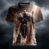 2026 Summer 3D Skull Print with Fire Pattern Men's T-Shirt - Stylish Round-Neck Short-Sleeve T-Shirt - Spooky Halloween Top