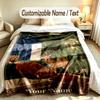 Deer Theme Soft Blanket Personalized Custom Name Text Print Warm Blanket Home Sofa Bedroom Decor