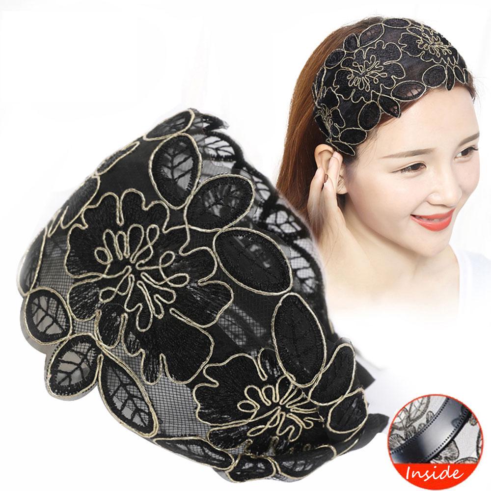 Adjustable Floral Printed Toothed Non-slip Silk Headband Hair Accessories Head Hoop Hair Bands
