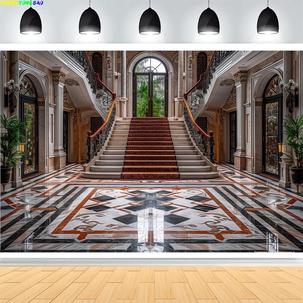 Luxury Castle Palace Photography Backdrops Red Carpet Opera House Church Wedding Birthday Party Photo Studio Background XS-01