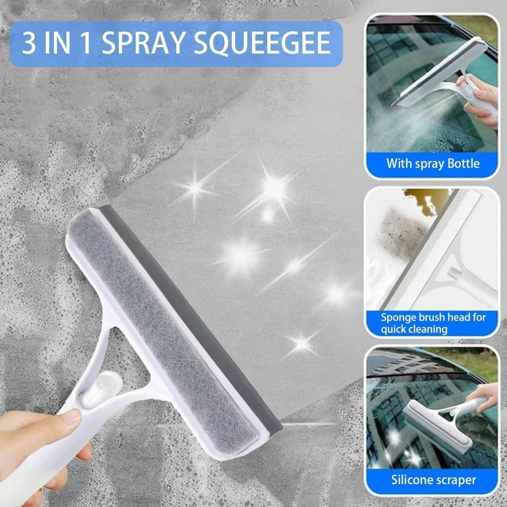 3 in1 Spray Squeegee,3in1 Window Squeegee Cleaner with Sprayer for Windows,Walls,Car Windshields, Kitchens, All Purpose Window Cleaner Tool White+Blue